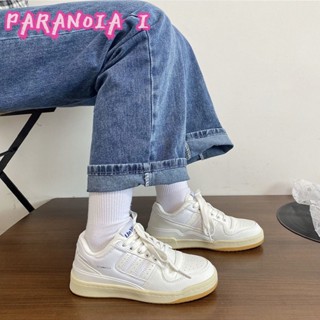 PARANOIA  I   รองเท้ากีฬาและรองเท้าลำลองสีขาวขนาดเล็กสำหรับผู้หญิงรุ่นใหม่พื้นหนาทนทานต่อการสึกหรอ