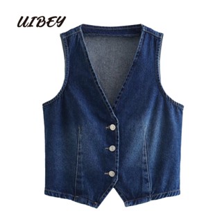 Uibey เสื้อกล้าม คอวี แขนกุด แฟชั่น 8913