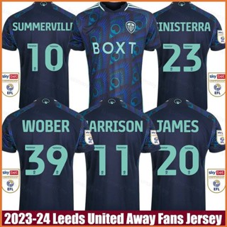 เสื้อกีฬาแขนสั้น ลายทีมชาติฟุตบอล Leeds Away Jersey Sinisterra Harrison James Summerville Wober 2023-2024 พลัสไซซ์