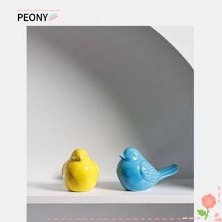 Peonypavilion ฟิกเกอร์เซรามิค รูปปั้นนกพอร์ซเลน ขนาด 5.1*3.1 นิ้ว สีเหลือง ฟ้า เรียบง่าย สําหรับตกแต่งบ้าน ห้องนอน 2 ชิ้น