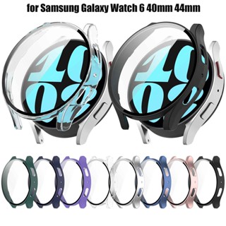 2 in 1 เคส PC แบบแข็ง พร้อมฟิล์มกระจกนิรภัย สําหรับ Samsung Galaxy Watch 6 40 มม. 44 มม. เคสกันชน แบบเต็มจอ