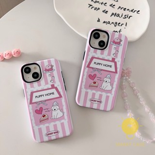 For เคสไอโฟน 14 Pro Max [Puppy Home Stripe Pink] เคส Phone Case For iPhone 14 Pro Max 13 12 11 For เคสไอโฟน11 Ins Korean Style Retro Classic Couple Shockproof Protective TPU Cover Shell