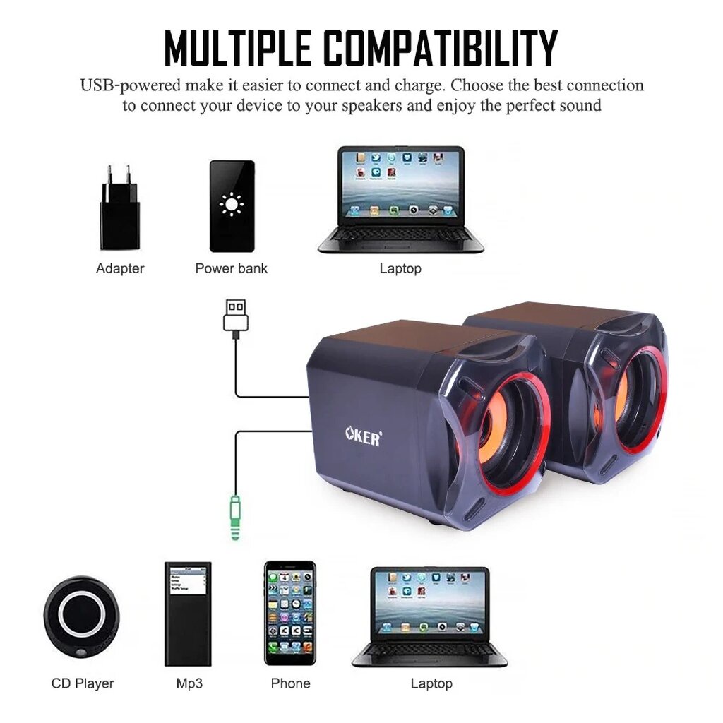 🛵มีส่งด่วน💨 OKER M8 BLACK MULTIMEDIA DESKTOP SPEAKER USB 2.0 รับประกัน 1ปี