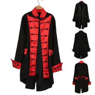 เสื้อแจ็กเก็ตคอสเพลย์ Steampunk Gothic Victorian Frock สําหรับผู้ชาย