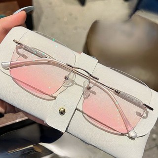 【+0°~+400°】แว่นตาสายตายาว ไร้ขอบ ความละเอียดสูง สีฟ้า สําหรั…