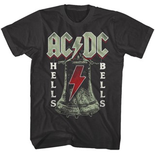 เสื้อยืดแขนสั้นACDC Hell Bell Album ปกอัลบั้ม เสื้อยืดผู้ชาย วง Lightning Rock คอนเสิร์ต MerchXS-5XLS-5XL