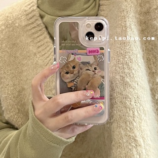 ใหม่ เคสป้องกันโทรศัพท์มือถือ ลายแมวน่ารัก กันกระแทก สําหรับ Apple 14promax 13 12 11 14pro 13pro 14