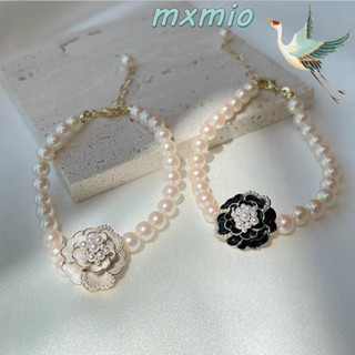 MXMIO Korean Pendant Necklaces temperament Bracelets Camellia Earrings Flower Elegant Sweet Black Retro Alloy Pearls