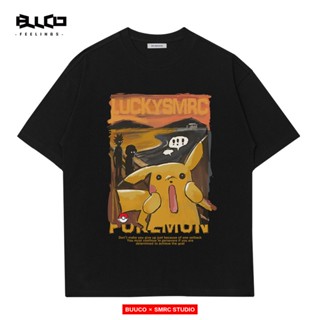 เสื้อยืดแขนสั้นเสื้อยืดคอกลม แขนสั้น ผ้าฝ้ายแท้ พิมพ์ลาย Pokemon Pokémon Pikachu Mumu Gengar Elf แฟชั่นฤดูร้อน สําหรับผู