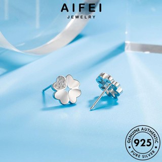 AIFEI JEWELRY ต้นฉบับ เครื่องประดับ เงิน แท้ โคลเวอร์แฟชั่น มอยส์ซาไนท์ไดมอนด์ Silver 925 ต่างหู หนีบ เครื่องประดับ เกาหลี ห่วง ผู้หญิง แฟชั่น ตุ้มหู E172