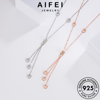 AIFEI JEWELRY ทอง 925 เครื่องประดับ Silver ผู้หญิง แท้ เกาหลี เครื่องประดับ ต้นฉบับ อารมณ์เอวเล็ก แฟชั่น สร้อยคอ เงิน จี้ N12