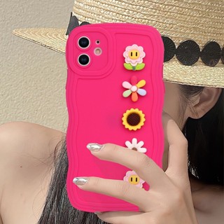 เคสโทรศัพท์มือถือ ซิลิโคนนุ่ม ใส ลายดอกไม้หน้ายิ้ม 3D สําหรับ iPhone 11 12 13 14 Pro MAX Plus Mini X XR XS MAX 6 S 7 8 Plus SE 2020 11Pro 12pro 13Pro