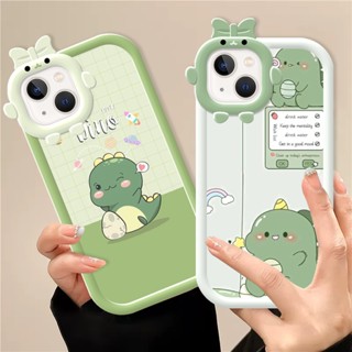 เคสโทรศัพท์มือถือ ซิลิโคนนุ่ม ใส ลายไดโนเสาร์ สีเขียว สําหรับ OPPO A15 A12E A15S A53 A54 A57 A3S A72 A9 A5 2020 A96 A97