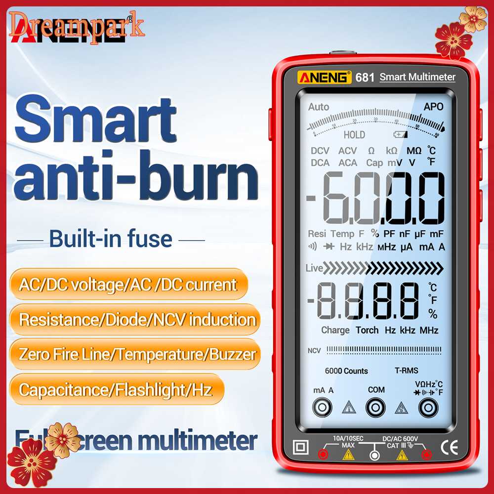 Aneng 681/682 เครื่องมัลติมิเตอร์ VA มัลติมิเตอร์ วัดแรงดันไฟฟ้า RMS แบบชาร์จไฟ ไม่สัมผัส