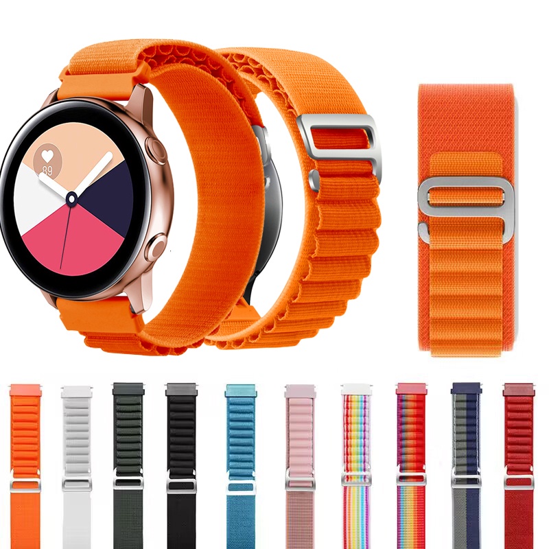 สําหรับ Samsung Galaxy Watch Active 2 40 มม. 44 มม. ไนลอนถัก สร้อยข้อมือ Alpine ลูป สายรัดสมาร์ทวอทช์