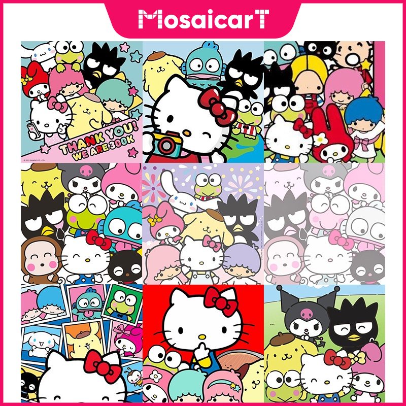 SANRIO 【MA】ภาพจิตรกรรมปักครอสสติตช์ รูปการ์ตูนซานริโอ้ 5d ขนาด 30x30 ซม. สําหรับตกแต่งบ้าน DIY