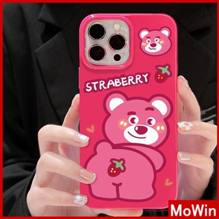 Mowin - เข้ากันได้สำหรับ เคสไอโฟน เคสไอโฟน11 เคส iphone 11  สำหรับ iPhone 14 Pro Max เคส iPhone สีดำเงา TPU เคสอ่อนกันกระแทกป้องกันกล้องสตรอเบอร์รี่และหมีเข้ากันได้กับ iPhone 13 Pro max 12 Pro Max 11 xr xs max 7Plus 8Plus