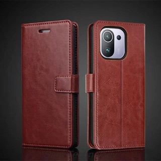 เคสโทรศัพท์มือถือหนัง ฝาพับ พร้อมช่องใส่บัตร สไตล์เรโทร สําหรับ Xiaomi Mi 11 10 Lite 11T 12 12X 12s Pro Ultra 5G