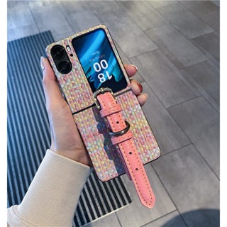 เคสโทรศัพท์มือถือ แบบฝาพับ พร้อมสายรัดข้อมือ สไตล์สร้างสรรค์ สําหรับ Oppo Find N2 Flip 5G Find N2Flip