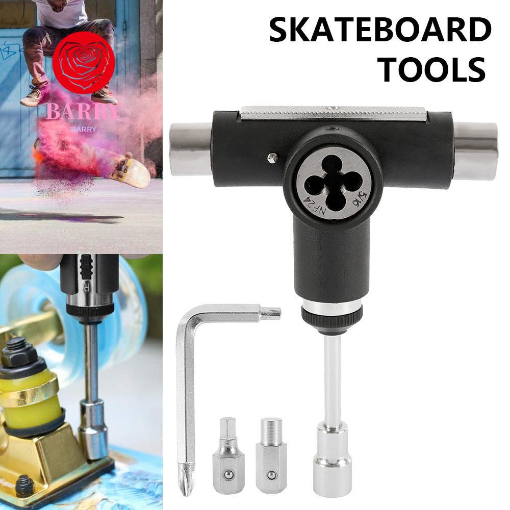 BARRY Portable Skate Tool Roller Skate Skateboard Repair Tools Skateboard Tool T-shape Semi-automatic Multifunctional Home Heavy Duty Wrench Skateboards Wrench/Multicolor