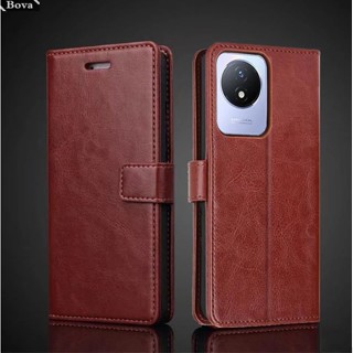 เคสโทรศัพท์มือถือหนัง ฝาพับแม่เหล็ก พร้อมช่องใส่บัตร ตั้งได้ สําหรับ VIVO V27e V27 Pro Y11 Y02 Y15S Y15A Y01 IQOO NEO 7 11