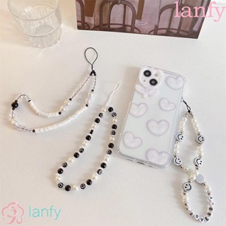 Lanfy สายโซ่คล้องโทรศัพท์มือถือ ประดับลูกปัดหน้ายิ้ม อเนกประสงค์ เครื่องประดับ สําหรับผู้หญิง