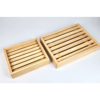 MINIWOOD ถาดซูชิ ถาดตะแกรง ถาดใส่ชิ้นเนื้อ Wooden Tray ไม้ยาง