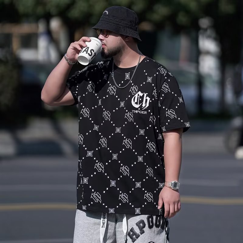 เสื้อยืดแขนสั้นลําลอง คอกลม ทรงหลวม ขนาดใหญ่ แฟชั่นเกาหลี สําหรับผู้ชาย ไซซ์ M - 8XL - รูปที่ 2