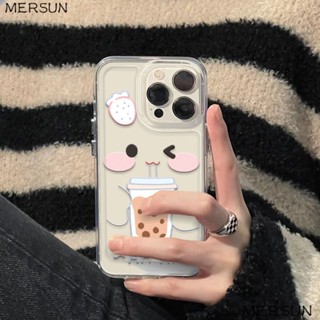 ✅เคสโทรศัพท์มือถือแบบนิ่ม ลายการ์ตูนชานม สตรอเบอร์รี่ สีขาว สําหรับ Iphone 8 7 13 Plus1211Promax 14 Apple 9MZX