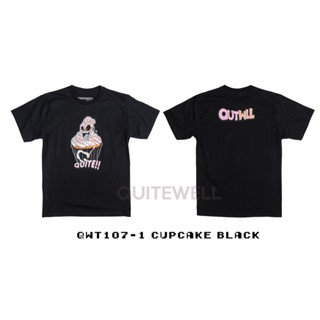 พร้อมส่ง ผ้าฝ้ายบริสุทธิ์ QWT107-1 CUPCAKE BLACK T-shirt