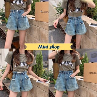 Mini shop🌸พร้อมส่ง🌸 (1926) กางเกงยันส์ขาสั้นเอวสูง ขาพับเก๋ๆ วินเทจเท่ๆ  -NZ-QY