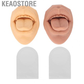 Keaostore Piercing Mouth Model  3D 2pcs Practice Silicone Tongue Mouth Model Simulated with Stand for Novice for Hospital