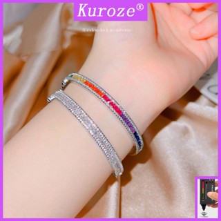 Kuroze สร้อยข้อมือเพชร หรูหรา สีขาว หรูหรา สีสัน รุ้ง เพชร สร้อยข้อมือ เครื่องประดับชั้นดี