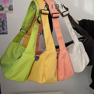 Camidy ความจุผ้าใบผู้หญิงกระเป๋า Crossbody กระเป๋าอเนกประสงค์ Ins Minority กระเป๋าสะพายนักเรียนที่เรียบง่ายสำหรับชั้นเรียน