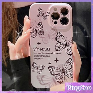 สำหรับ iPhone 11 เคส iPhone ฟิล์มเคลือบมันสีม่วงเคส TPU อ่อนกันกระแทกฝาครอบรูปถ่ายกล้อง Gradient Butterfly ใช้ได้กับ iPhone 14 13 Pro max 12 Pro Max xr xs max 7Plus 8Plus