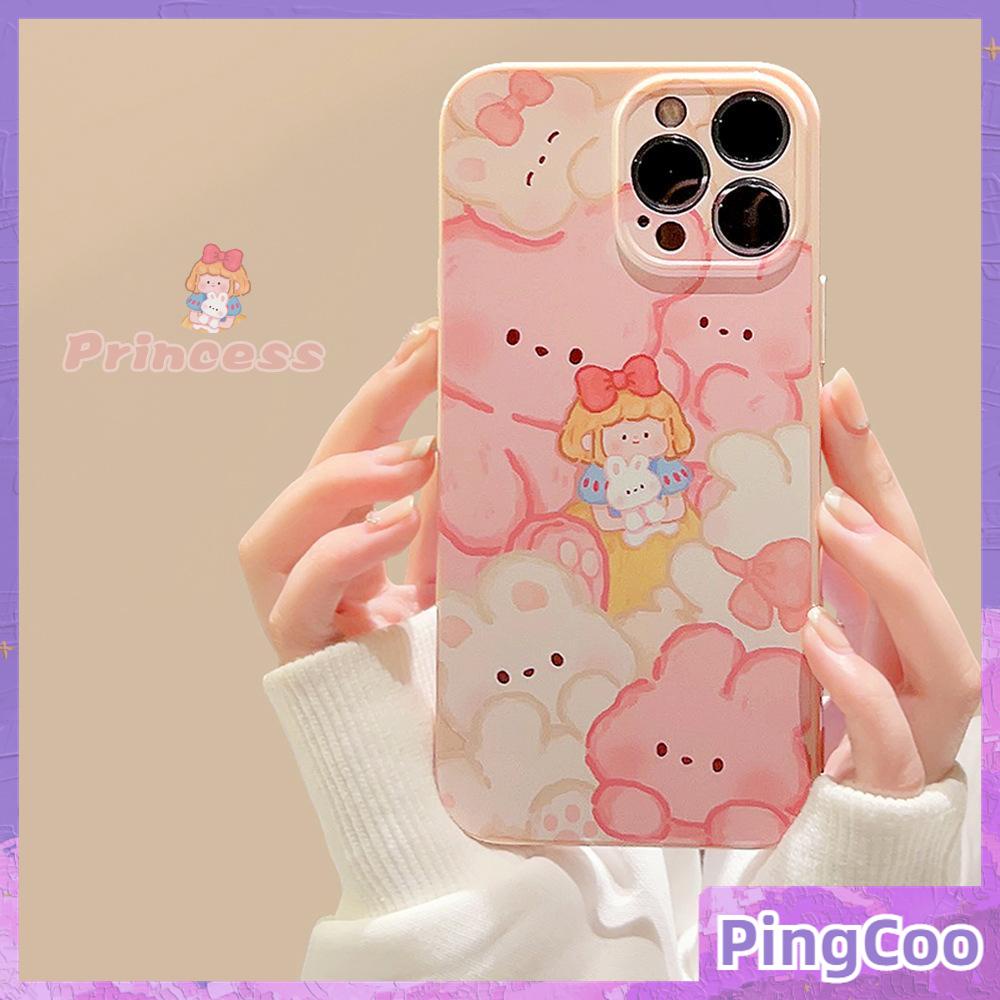 สำหรับ iPhone 11 เคสไอโฟนฟิล์มเคลือบเงาสีชมพูเคส TPU อ่อน เคสกันกระแทกรูปกล้องตุ๊กตาน่ารัก ใช้ได้กับ iPhone 14 13 Pro max 12 Pro Max xr xs max 7Plus 8Plus
