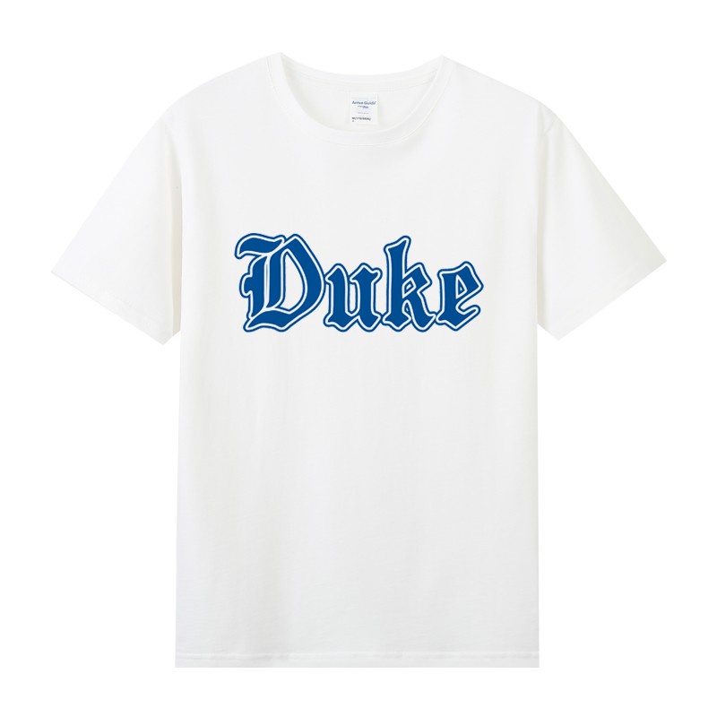 XNRเสื้อยืดสีขาว∋♚℗บาสเก็ตบอล American ที่มีชื่อเสียง Duke University ncaa พิมพ์รอบผ้าฝ้ายแขนสั้นเสื
