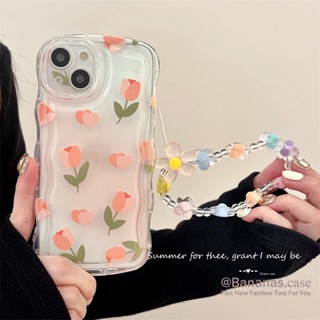 เคสโทรศัพท์มือถือแบบนิ่ม ใส ลายดอกไม้สีชมพู พร้อมสายคล้อง สําหรับ iPhone 14 Plus 14 13 12 11 Pro Max X Xr Xs Max 7 8 Plus SE2020