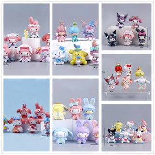 ฟิกเกอร์ Kuromi Sanrio Melody Hello Kitty ของขวัญวันเกิด สําหรับประดับ 6 ชิ้น ต่อชุด