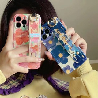 เคสโทรศัพท์มือถือ กันลื่น ลายดอกไม้ พร้อมสายรัดข้อมือ สําหรับ iPhone 2-1 14Pro max 14Pro 14 13 Pro 13Pro max 12 Pro 11 1 2 Pro 3