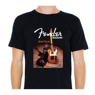 [COD]ผ้าฝ้ายแท้ คอลูกเรือเสื้อยืดคอกลม พิมพ์ลาย FENDER Telecaster Albert Collins Guitar สําหรับผู้ชายS-4XLS-5XL