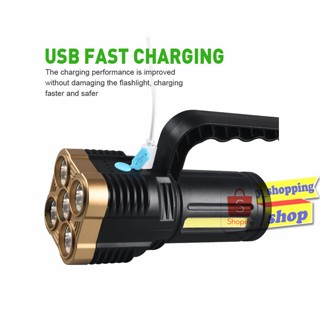 ไฟฉาย LS-5LED +COB  แรงสูง  Flashlight USB Rechargeable OSL+ COB Work Light 4โหมด