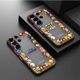 เคสโทรศัพท์มือถือ เนื้อแมตต์ กันรอยนิ้วมือ ลายการ์ตูนลูฟี่ One Piece สําหรับ Samsung S8 S9 S10 S10E S10 Lite S20 S20FE S21 S22 S23 S32 Plus Ultra 5G A32 A53 J6 M51 5G