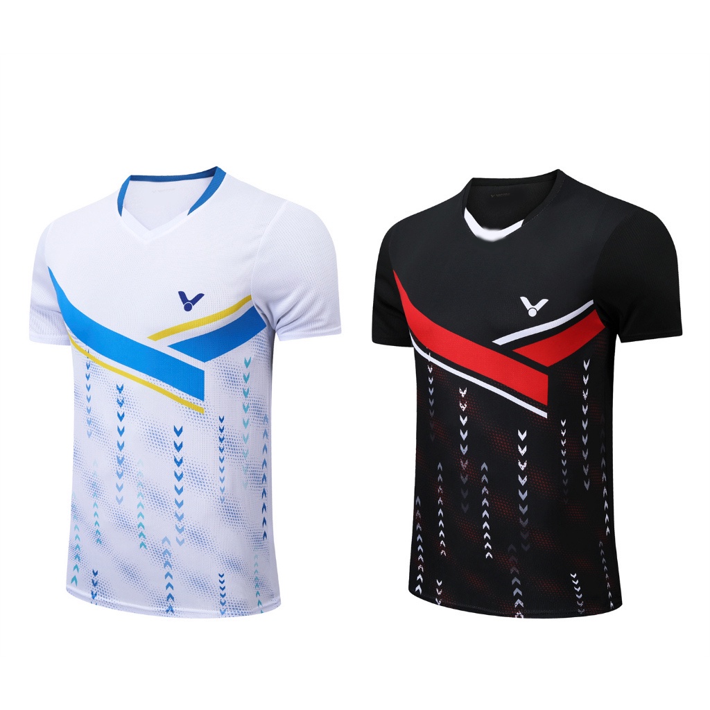 ใหม่ เสื้อยืดแขนสั้น ลาย Victory Badminton สําหรับคู่รัก 2024