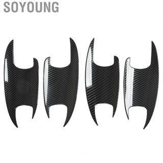 Soyoung Car Door Handle Bowl Trim  Sturdy ABS 4 PCS Rust Proof Exterior Door Handle Bowl Cover Carbon Fiber Style  for Vehicle