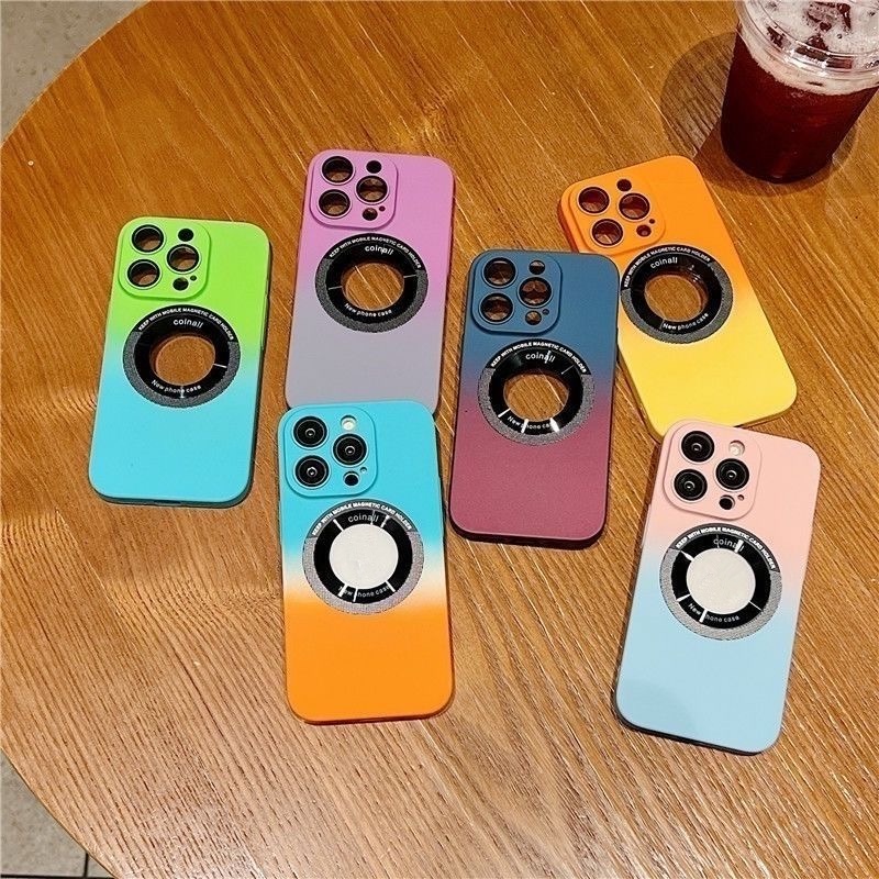 JB เคสโทรศัพท์แม่เหล็กไล่ระดับสี ใช้สำหรับ iPhone 11 Pro Max 12 13 Pro Max TPU Wireless charger Case เคสใช้สำหรับไอโฟน