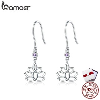 bamoer 925 Sterling Silver Jewelry Gift with Elegant Lotus CZ Stud Earrings for Women Girls women Gift Statement Jewelry BSE451