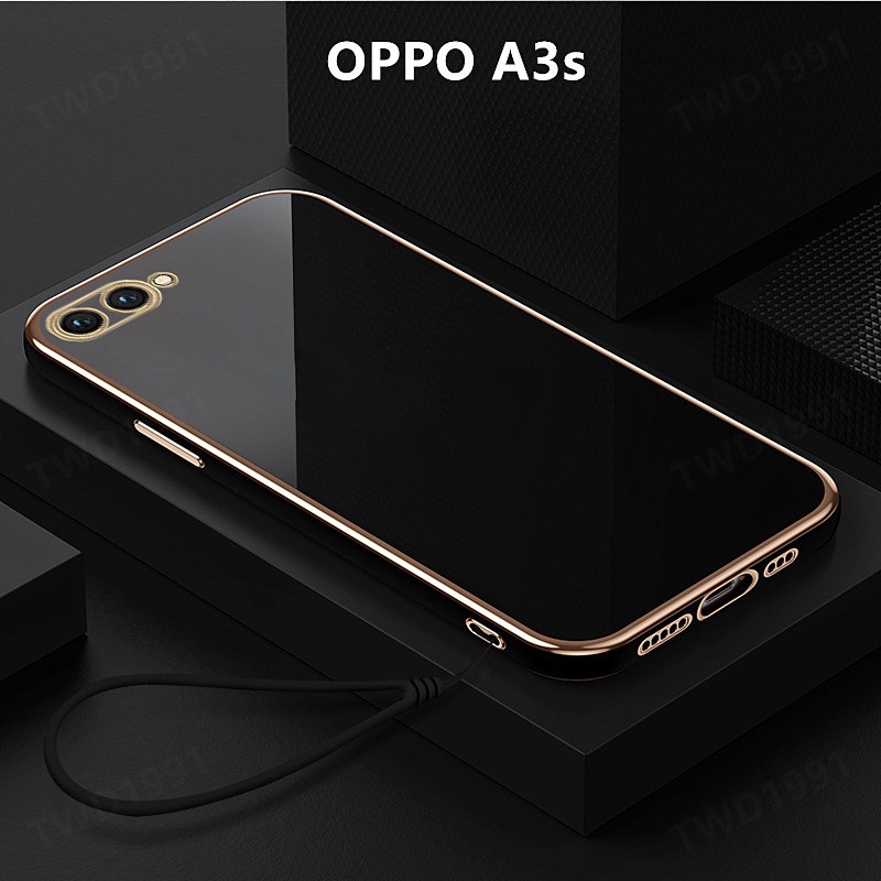 ปลอก OPPO A3s เคสชุบฝาครอบเชือกเส้นเล็กเคสโทรศัพท์ TPU แบบนุ่ม OPPO A3s