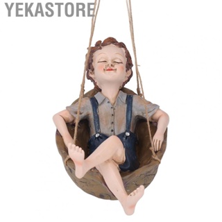Yekastore Outdoor Hanging Statues  Handcrafted Hanging Boy Statue  for Cafe