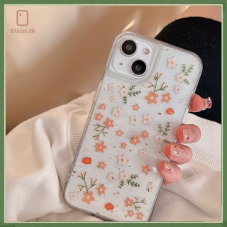 ใหม่ เคสโทรศัพท์มือถือแบบนิ่ม TPU ใส กันกระแทก กันรอยเลนส์กล้อง ลายดอกไม้ สําหรับ เคสไอโฟน11 14 12 13 Pro Max X XR 8 7 Plus